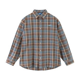 【敖瑞鹏同款】江南先生NewJNXS绣花长短款格纹衬衣情侣衬衫外套