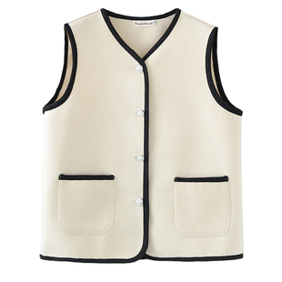 春款马甲大码女胖mm外穿2026新款200斤时尚拼色v领小香风坎肩外套