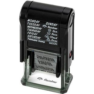 日本midori手账印章轮转回墨日期天气动植物数字个人印章装饰防水