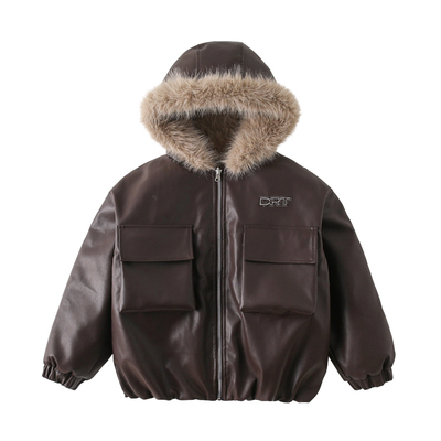 男童冬装外套2025新款中大儿童男孩冬装双面穿加绒加厚皮毛一体