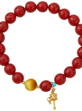 兰诺虎眼石朱砂手串女款