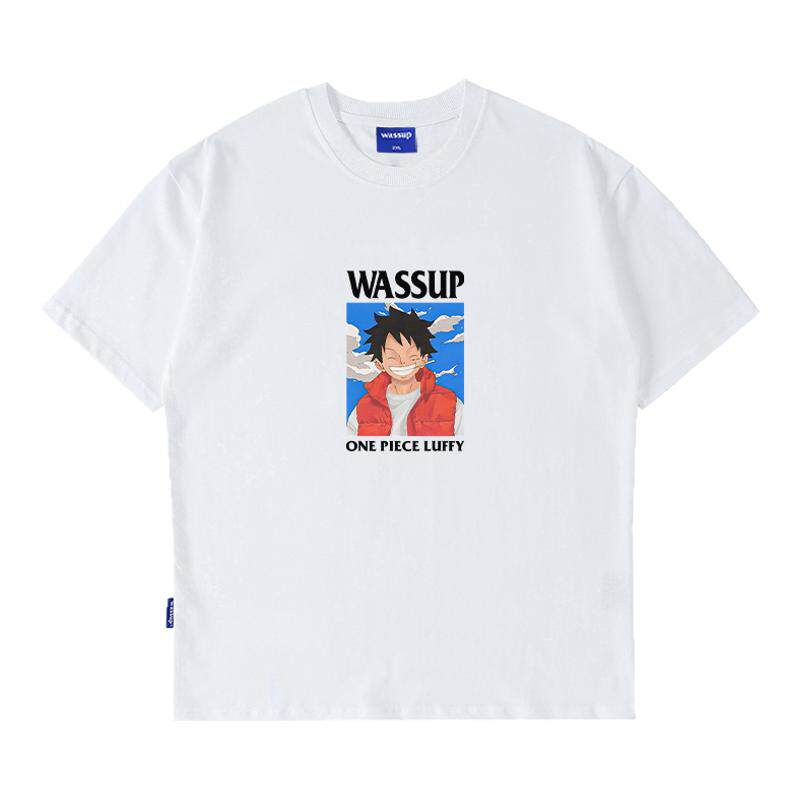 WASSUP动漫路飞重磅纯棉T恤短袖
