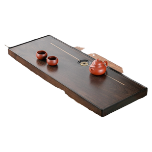 容山堂茗绣黑檀木实木茶盘茶海家用沥水茶托盘泡茶台功夫茶具茶托