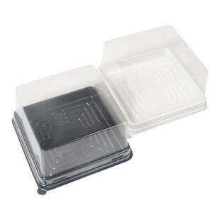 正方形小西点盒 班戟慕斯蛋糕打包盒 月饼托单个甜甜圈塑料包装盒