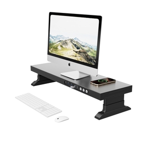 壁虎漫步金属电动升降显示器增高架台式电脑支架桌面工作台多功能带插排USB扩展充电笔记本屏幕办公工位收纳