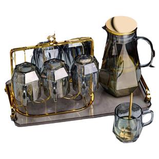 冷水壶钻石高级感玻璃水杯家用套装客厅凉水壶杯子轻奢水壶耐高温