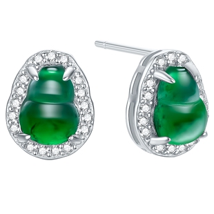 潮宏基追光s925银翡翠耳钉银饰耳饰礼物情人节妈妈新中式国风优雅