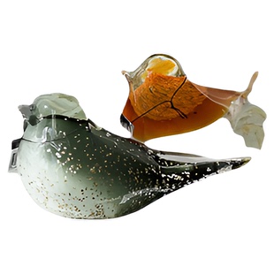 现代艺术创意彩色琉璃小鸟玻璃摆件出口欧美家居客厅壁柜桌面装饰