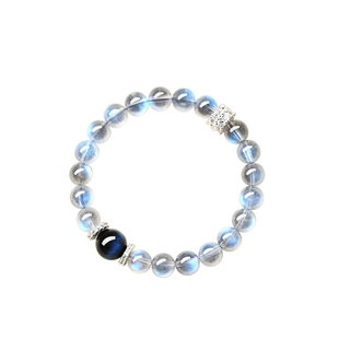 遇见普陀山天然灰月光手串男女月光石蓝虎眼转运珠手链情侣款礼物