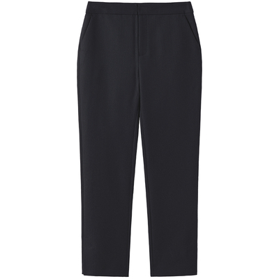 LANDI夜幕黑高级感羊毛直筒西装裤女春新品修身显瘦长裤