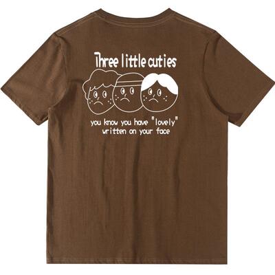 深棕色美式复古t恤正肩大地色