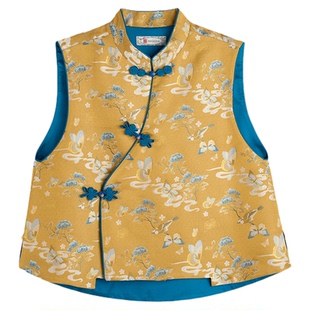 曼加塔【曼奢宋锦·朱雀蝴蝶】桑蚕丝夏日中式马甲5042761