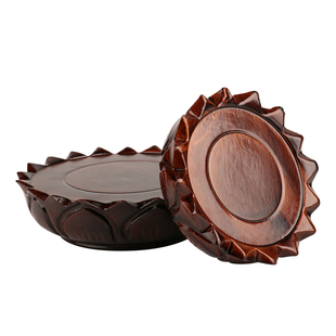 实木质根雕摆件挖槽木托 奇石石头花瓶花盆座 红木佛像莲花底座