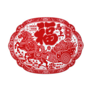 马年大号椭圆窗花马上有钱过年春节有福字玻璃装饰门贴植绒静电贴