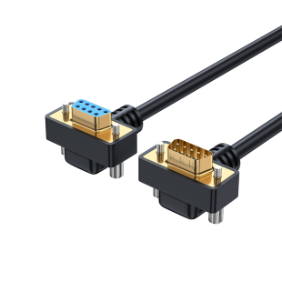 绿众90度串口双弯头DB9数据线rs232连接com延长线9针公对母针对孔