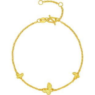 周六福5G黄金手链女计价足金蝴蝶手饰在逃公主系列新年礼物