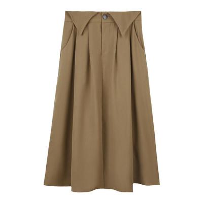 咖色a字裙显瘦复古半身裙