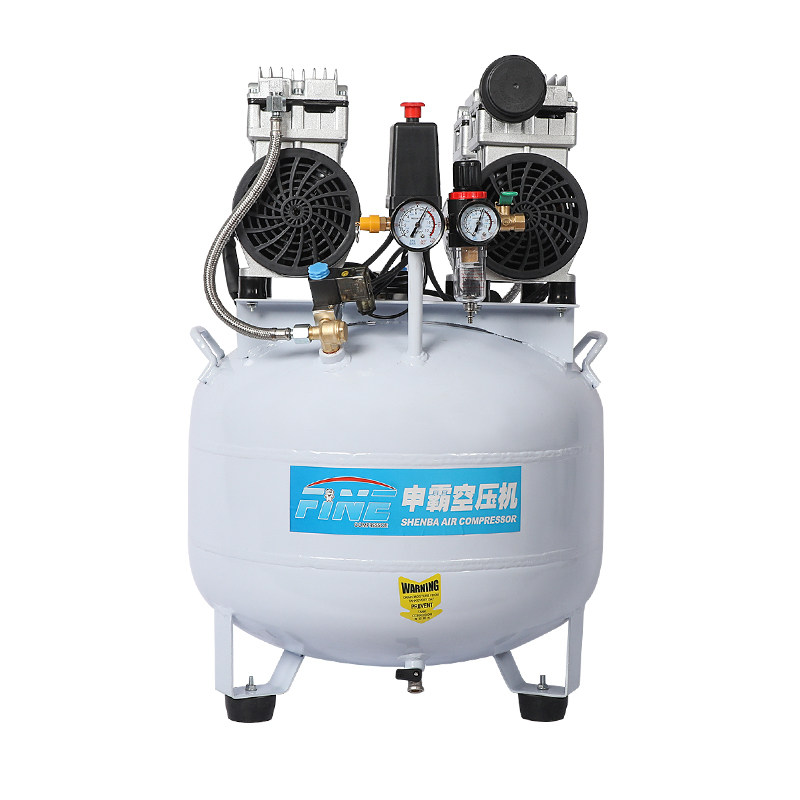 申霸静音无油空压机医用牙科雾化充气泵220V铜线木工小型双活塞