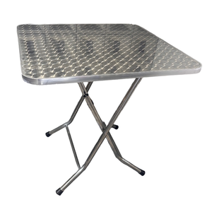 不锈钢餐桌小方桌网红奶茶甜品店可折叠方形圆形桌子铝合金圆方桌