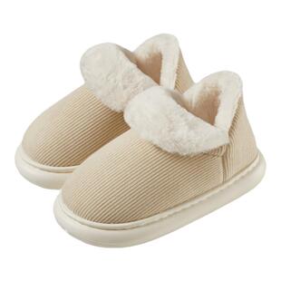 朴西新款高帮加绒加厚棉拖鞋女士秋冬季家居室内保暖全包跟棉鞋男