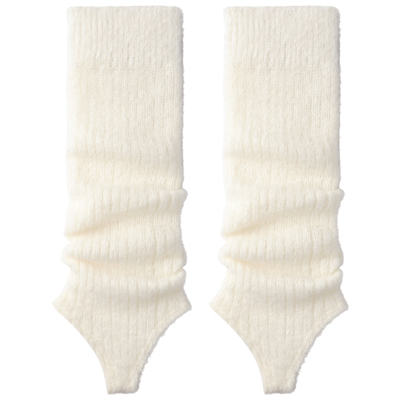 白色堆堆袜女秋冬季保暖踩脚袜套竖纹显瘦长袜搭配勃肯鞋毛绒腿套