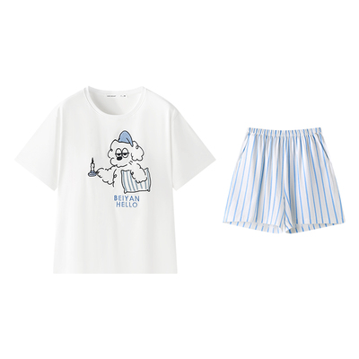 睡衣女夏薄款莫代尔棉家居服套装