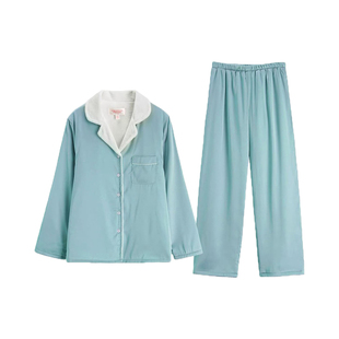 小红书推荐定制刺绣睡衣女冬季加绒加厚保暖丝绸缎面情侣家居服男