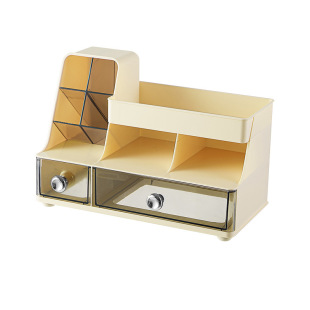 桌面收纳盒抽屉式学生书桌置物架杂物文具收纳盒多功能斜插式笔筒