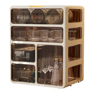 茶具收纳盒桌面防尘茶杯茶叶水杯置物架杯子收纳柜高脚酒杯储物架
