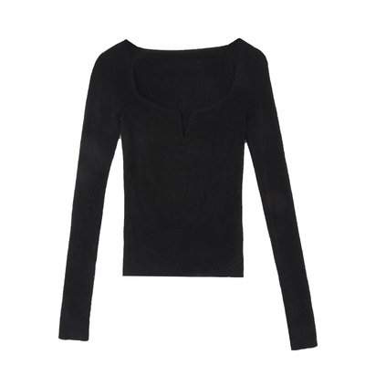 chris小倩高级感露锁骨打底衫