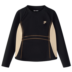 FILA FUSION斐乐潮牌女子长袖上衣2024冬新款紧身长T