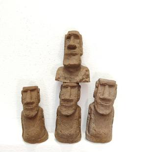 复活节岛巨人石像摩艾摆件粗陶瓷爬宠沙漠鱼缸海缸石雕造景神器