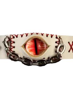 纯手工小众暗黑废土风亚比手环choker 头层牛皮恶魔之眼手链饰品