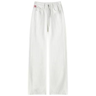 白色直筒牛仔裤女春季2026新款高腰显瘦宽松小个子窄版拖地阔腿裤