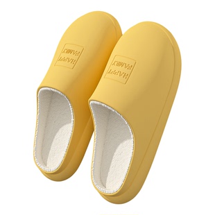 棉拖鞋女外穿防水包跟保暖情侣厚底防滑家居家用室内秋冬季月子鞋