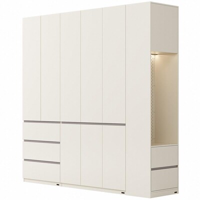 全友家居2025新款成品衣柜卧室家用分段式衣橱洞洞板边柜600709
