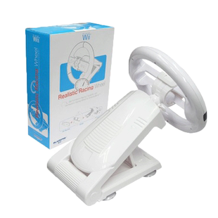 适用任天堂Wii手柄方向盘+底座马里奥赛车方向盘带回力支架方向盘wii支架Wii方向盘 傲硕OSTENT