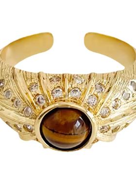 小众独特虎眼石色戒指