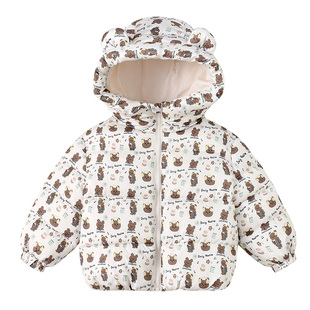 胖胖象儿童薄棉外套2025新款童装轻薄小棉袄休闲男女宝宝连帽棉服