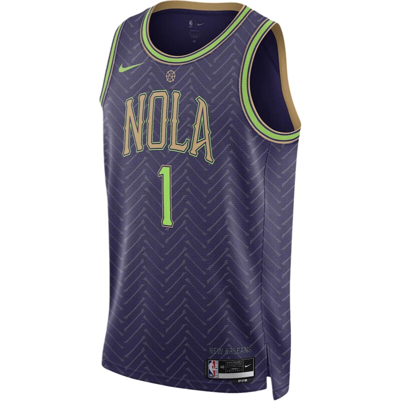 NIKE耐克NBA新奥尔良鹈鹕锡安1号球衣男子速干透气篮球背心FQ4351