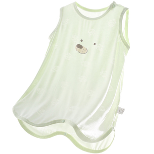 婴儿无袖睡袍夏季薄款零碳莫代尔凉感熊猫提花男女宝宝防踢被睡衣