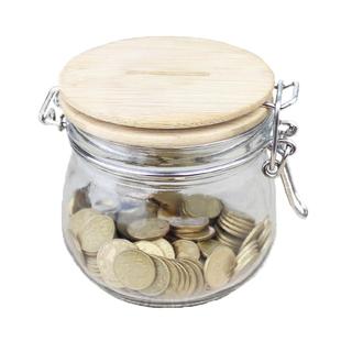 透明玻璃存钱储蓄罐大号零钱罐卡扣游戏币罐硬币纸币存钱罐