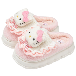 三丽鸥儿童棉拖鞋女童冬季加绒居家防滑可爱卡通女孩毛毛拖鞋女款