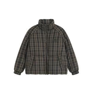 Bobbybecky立领式复古格纹羽绒服显瘦A字大裙摆格纹半裙两件套