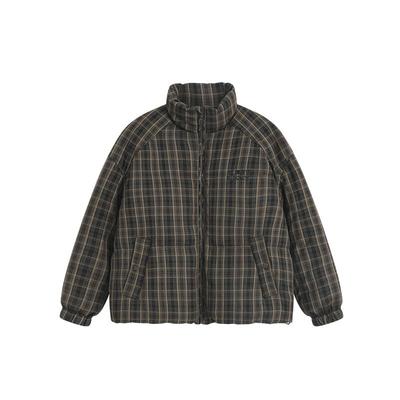 Bobbybecky立领式复古格纹羽绒服显瘦A字大裙摆格纹半裙两件套