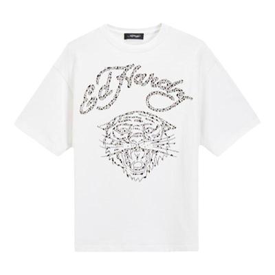 Ed Hardy埃德哈迪秋季新款美式复古烫钻虎头女士潮牌短袖T恤