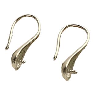 S925纯银珍珠耳勾空托女半成品耳吊圆珠空托手工DIY配件钩未镶嵌