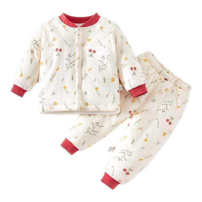婴儿棉衣套装秋冬保暖棉服冬季一岁宝宝夹棉衣服分体冬装女宝外穿