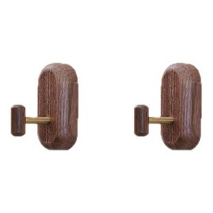 黑胡桃挂钩强力粘胶免打孔门后玄关墙壁上挂衣钩实木单钩衣帽钩