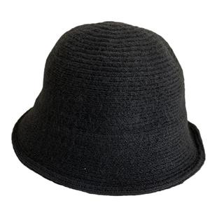 日系秋冬季羊毛针织渔夫帽子女时尚气质百搭小头围盆帽保暖毛线帽